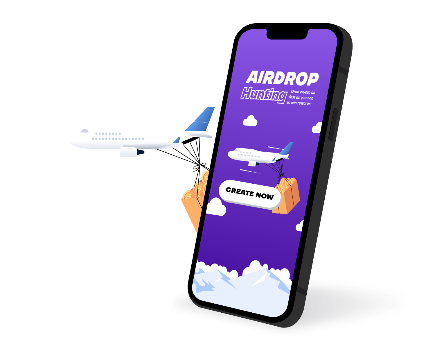 Crypto airdrop game, play to earn Bitcoin, crypto giveaway