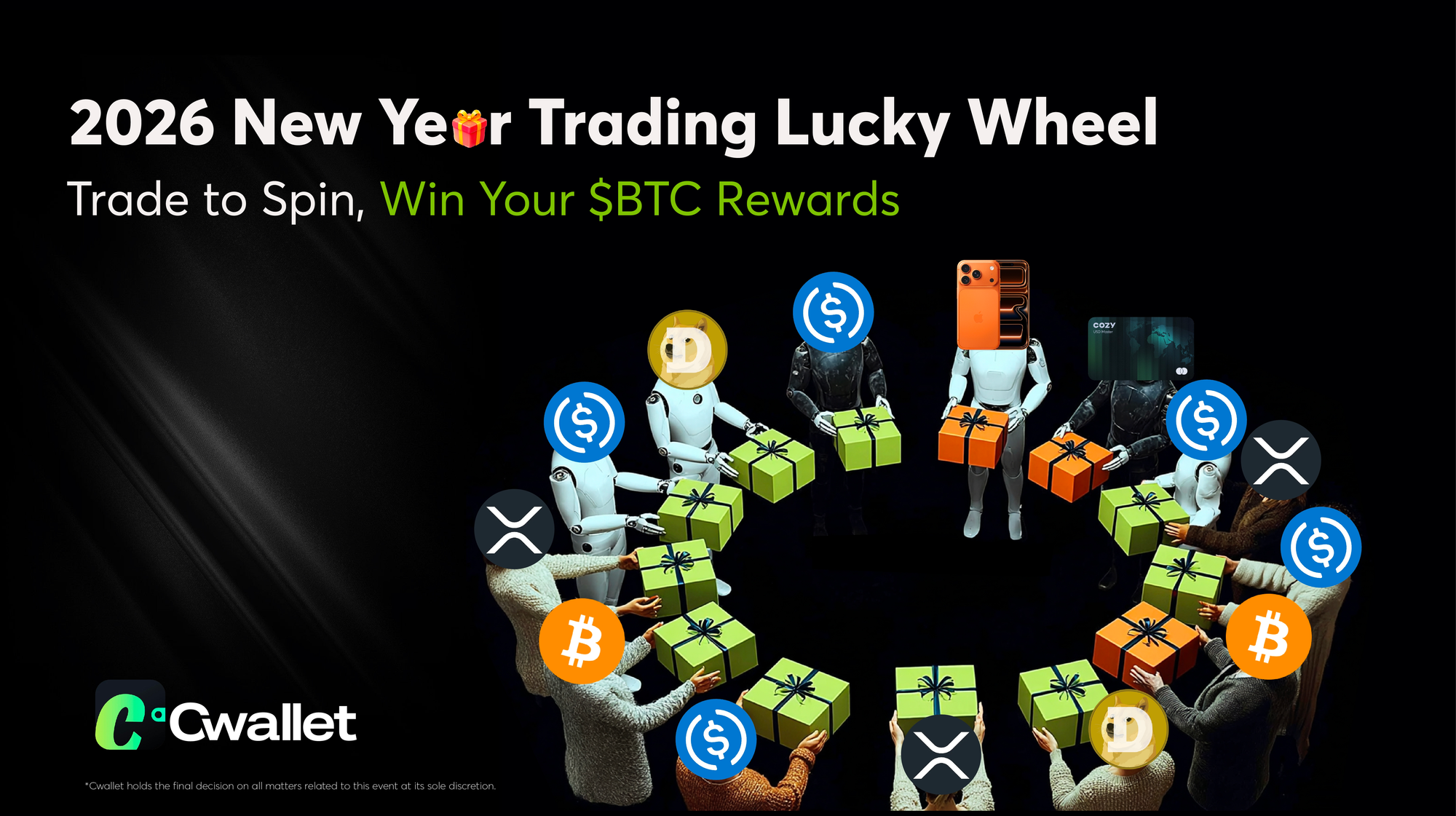 Raih Hadiah $BTC melalui Cwallet's 2026 New Year Lucky Wheel!