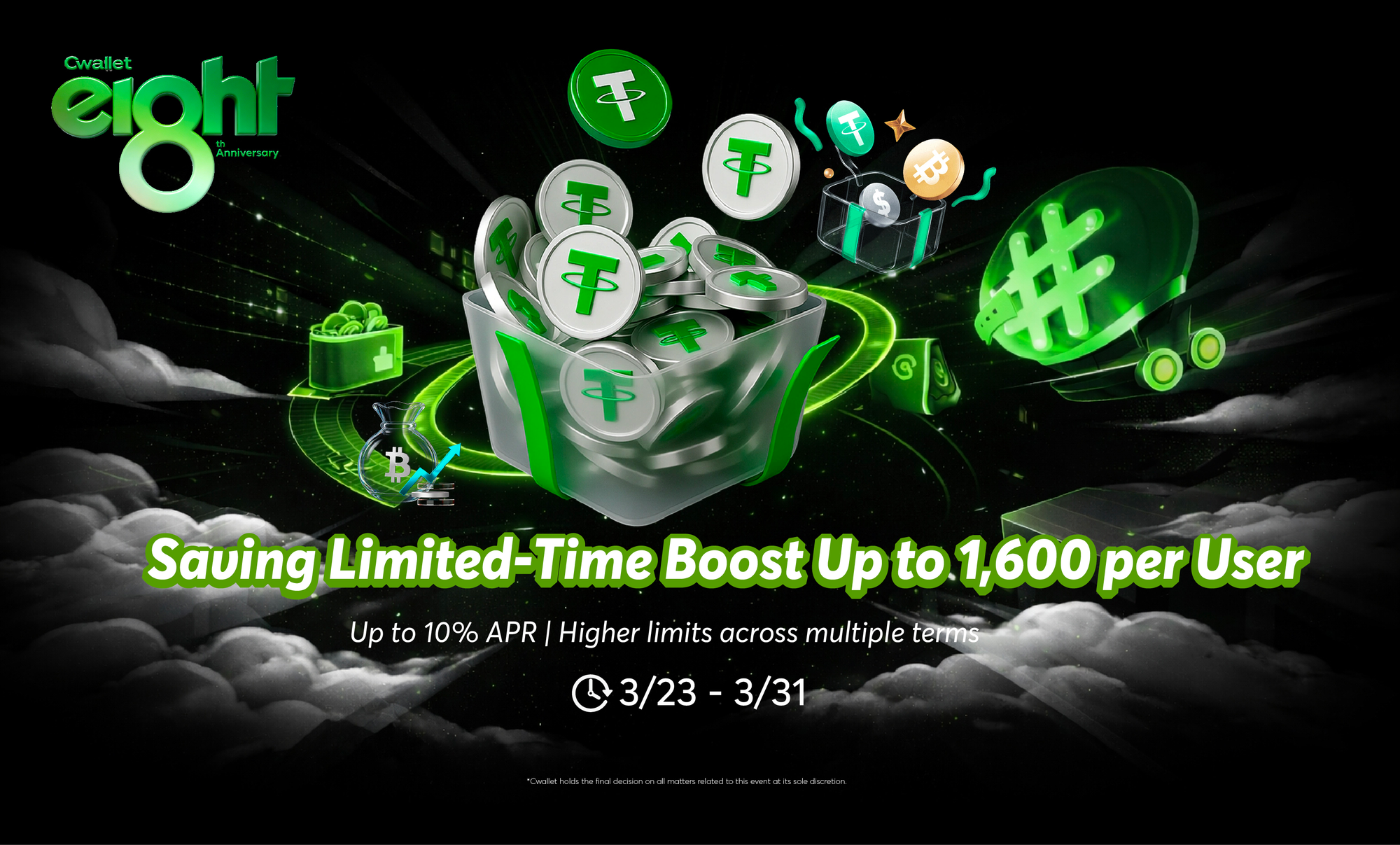 Cara Dapat Bunga Hingga 10% APR untuk USDT Anda dengan Kuota Simpanan Ekstra Cwallet Minggu Ini