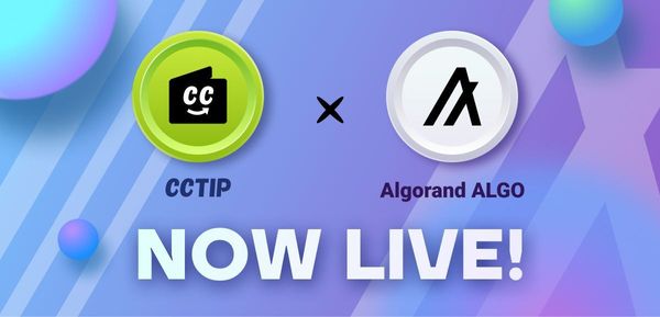 CCTIP NOW SUPPORTS ALGORAND (ALGO) NETWORK